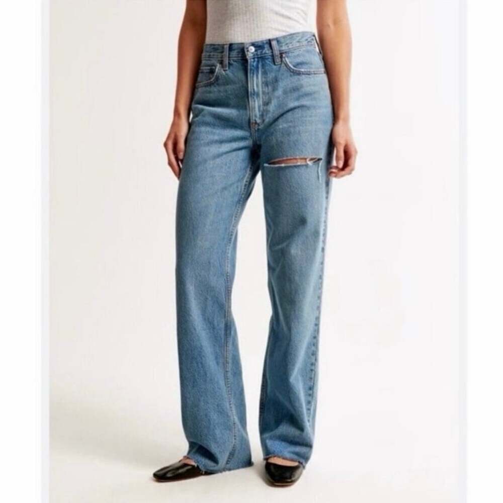 Abercrombie & Fitch The Loose High Rise Distressed Jeans Curve Love 27/4L